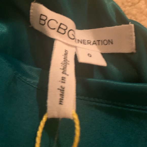 NWT BCBG Dress Size 0 Teal One Shoulder w/ Pockets - Picture 4 of 4